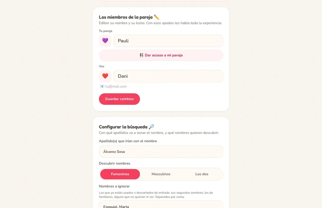 Su pareja, con su propia cuenta